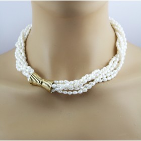 Perlenkette Süßwasserperlen 4.5mm Gold 750 18K