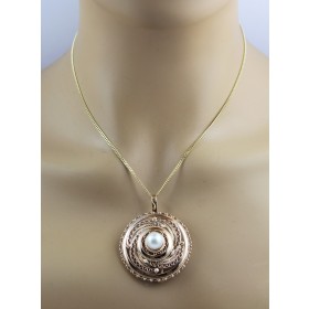 Perlenanhänger Brosche Rosegold 585 14K japanische Akoyaperle Antikschmuck 