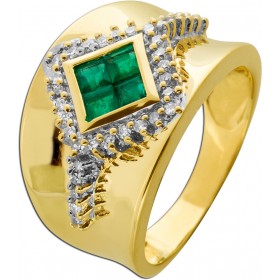 Smaragdring Gold 585 14K grüne Smaragde 0.8ct Brillanten 0.36ct