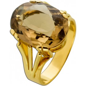 Citrin Ring Gold 585 14K honiggelber Citrin 8.1ct Antikschmuck