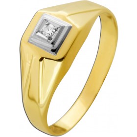 Brillantring Gold 585 14K Diamant 0.05ct Lupenrein Antikschmuck