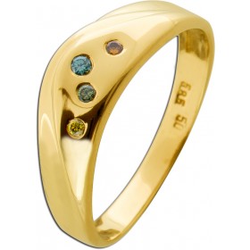 Diamantring Gold 585 14K multicolour fancy Diamanten 0.08ct behandelt
