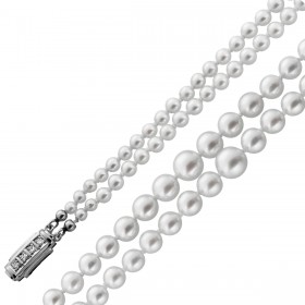 Perlenkette 2-reihig Diamanten Akoyaperlen 7.4-2.9mm Antikschmuck