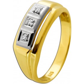 Diamantring Gold 585 14K Diamanten 0.10ct Antikschmuck