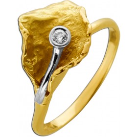 Brillantring Gold 585 14K Brillant 0.07ct Lupenrein Antikschmuck