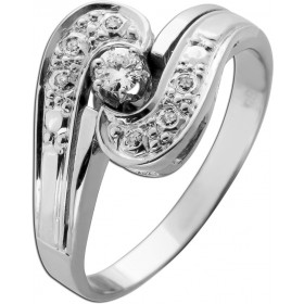 Diamantring Weißgold 585 14K Diamanten 0.21ct Antikschmuck