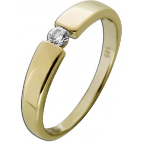 Solitärring Gold 585 14 Karat Brillant 0.07ct Verlobungsring