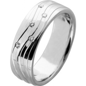 Brillantring Palladium Brillanten 0.05ct bombiert