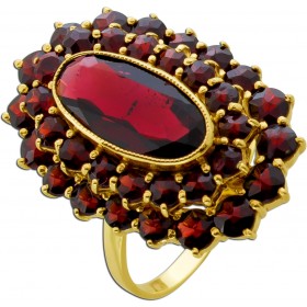 Granatring Gold 333 8K rote Granat Edelsteine 11ct Antikschmuck
