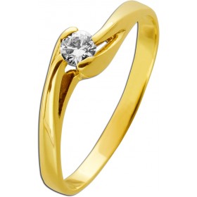 Solitärring Gold 585 14K Brillant 0.20ct Lupenrein