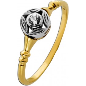 Solitärring Gold Weissgold 585 14K Brillant 0.05ct Antikschmuck
