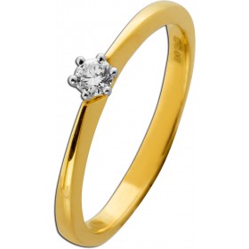 Diamantring Gold 585 14 Karat Brillant 0.12ct Lupenrein