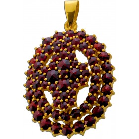 Kreuzanhänger Gold 900 21.6 Karat rote Almandin Granat Edelsteine 5.9ct