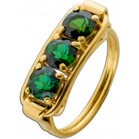 Turmalinring Gold 585 14K grüne Turmalin Edelsteine Antikschmuck