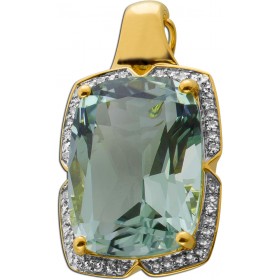 Morganit Anhänger Gold 585 14K hellblauer Morganit 10.3ct Diamanten 0.20ct