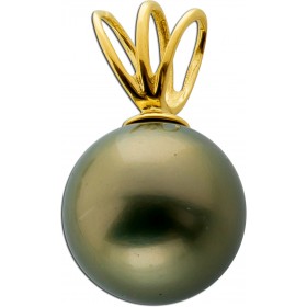 Perlenanhänger Gold 585 14K synth. Tahiti Perle 14.2mm 