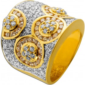 Cocktailring Gold 750 18 Karat weisse champagner Zirkonia 2.8ct.