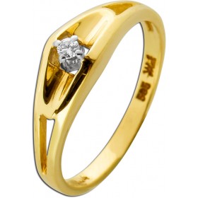 Brillantring Gold 585 14 Karat Brillant 0.04ct Antikschmuck