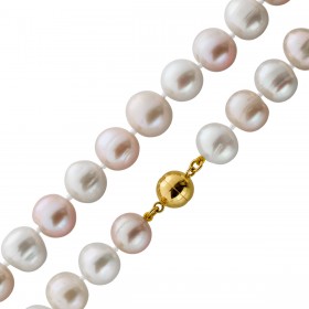 Perlenkette 46cm Süßwasser Perlen 12.4-11.2mm Gold 585 14K