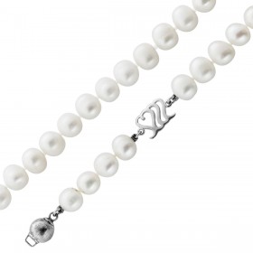 Perlenkette 120cm Süßwasser Perlen 8.1-7.5mm Silber 925