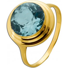 Aquamarin Ring Gold 585 14K ozeanblauer Aquamarin Antikschmuck