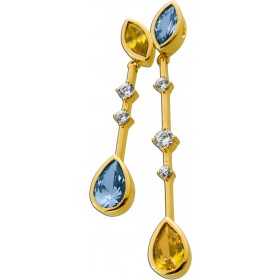 Citrin Anhänger Gold 333 8K gelbe Citrine 1.75ct blaue Blautopase 1.75ct Zirkonia