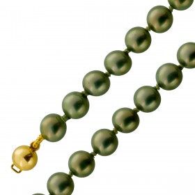 Perlenarmband Gold 375 9K Muschelkernperlen pastell algengrün 