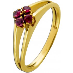 Rubinring Gold 585 14K rote Rubine 0.32ct Antikschmuck 1980