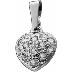 Herz Anhänger Weißgold 585 14K weiße Zirkonia Steine 0.40ct