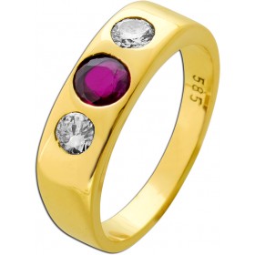 Rubinring Gold 585 14K rote Rubin Edelstein Brillanten 0.30ct Antikschmuck