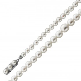 Perlenkette Weißgold 750 Akoyaperlen 8-4.5mm Antikschmuck