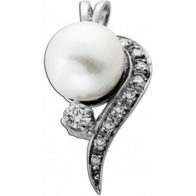 Perlenanhänger Weißgold 585 Akoyaperle 8.4mm 10 Diamanten 0.22ct.TW/LP 