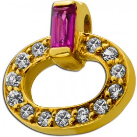 Anhänger Gelbgold 585 roter Rubin 0.20ct. 13 Brillanten 0.13ct. TW/VVS