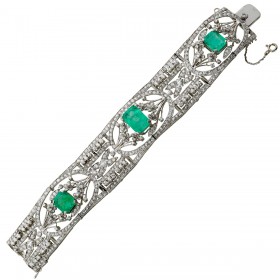 Smaragd Armband Platin 950 Kolumbien Smaragde 18ct Diamanten 5,50ct