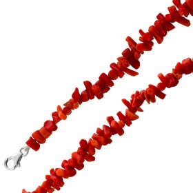 Korallenkette 85cm sardische Ochsenblut Korallen 6-14mm Silber 925