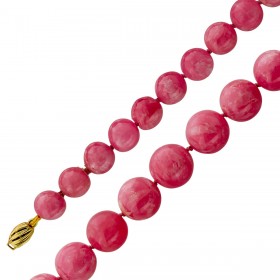 Rhodochrosit Kette 75cm lang rosa pinke Edelsteine  Gold 585 