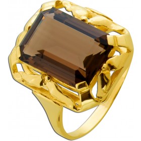 Rauchquarzring Gold 333 8K brauner Rauchquarz 7.4ct Antikschmuck