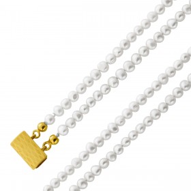 Perlenkette 2-reihig Süßwasserperlen 4.2-3.6mm Gold 585 14K 