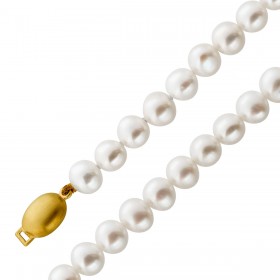 Perlenkette 65cm Süßwasserperlen 6.6-5.9mm Gold 585 14K