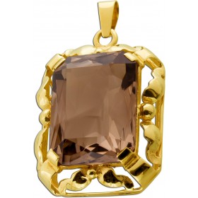 Rauchquarz Anhänger Gold 333 8K brauner Rauchquarz 20ct Antikschmuck