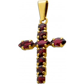 Granat Kreuz Anhänger Gold 333 8K rote Granat Edelsteine 1.75ct