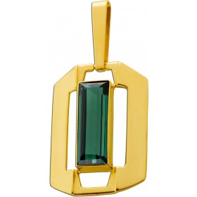 Turmalin Anhänger Gold 333 8K grüner Turmalin 4.8ct Antikschmuck