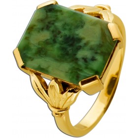 Jadering Gold 585 14K grüner Tibet Jade Edelstein 13ct