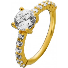 Zirkonia Ring Gold 750 18K weiße Zirkonia Steine 1.4ct