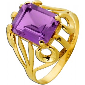 Amethyst Ring Gold 333 8K lila Amethyst 4.8ct Antikschmuck