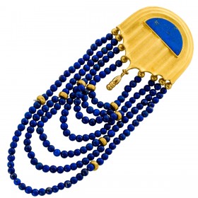 Lapislazuli Anhänger Ohrclip Gold 750 18 K Lapislazuli 4.5ct Antikschmuck Zobel