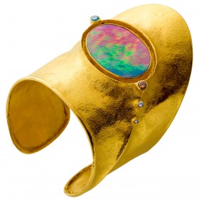 Opal Armreif Zobel Gold 750 18K bunte Brillanten 0.67ct 
