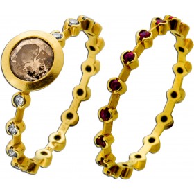 Brillantring Vorsteckring Gold 585 14K brauner Brilliant 1ct Rubine 