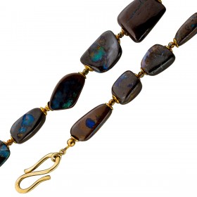 Boulder Opal Halskette australischer Opal 325ct braun gold braun