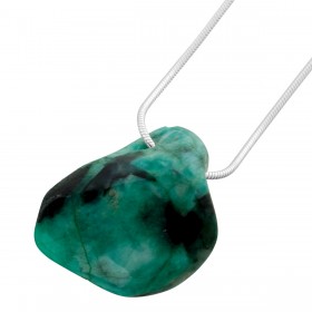 Smaragd Kette Silber 925 tükis mintgrüner Smaragd 151ct.